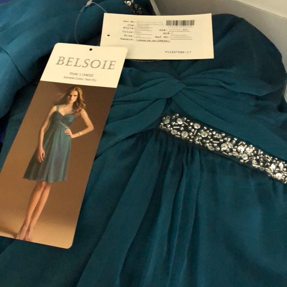 Teal knee length chiffon - Picture 10 of 13